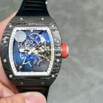 ZF Factory Richard Mille RM 055 42.7mm Carbon Fiber Black Rubber Strap Skeletonized White Dial