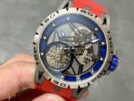 BBR Factory Roger Dubuis Excalibur Spider RDDBEX0479 Tourbillon 45mm Titanium Red Rubber Strap Blue Dial - Image 3