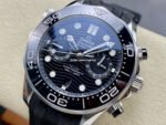 N1 Factory Omega Seamaster Diver 300M Co-Axial Chronometer Chronograph 210.32.44.51.01.001 44mm Steel Black Rubber Strap Black Dial - Image 3